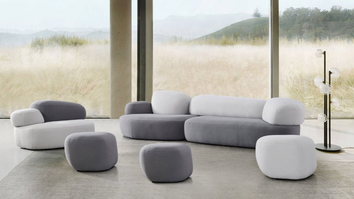 كنب زاوية - مودوڤو - الرمادي و الأبيض - Divano Elite