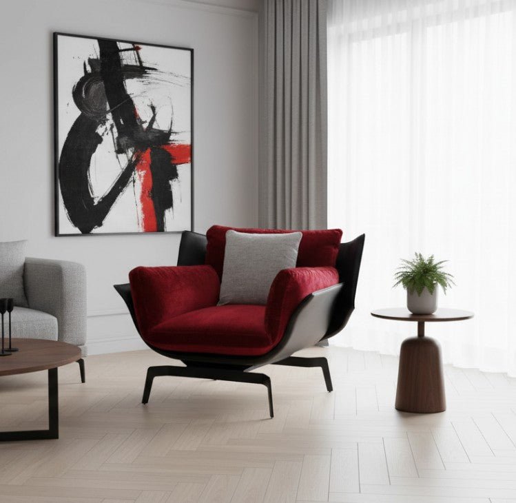 كرسي بذراعي - جلد طبيعي - Divano