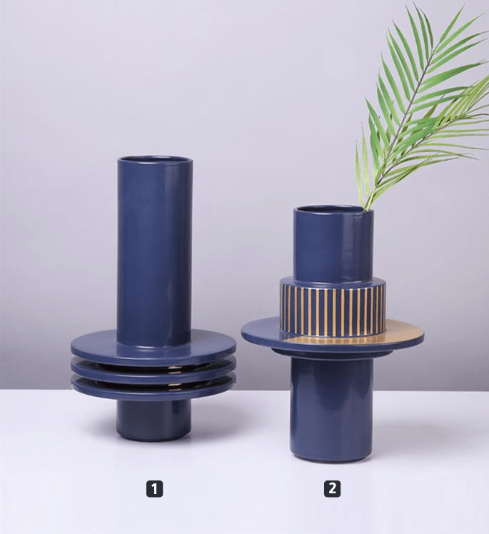 مزهرية - كحلي وذهبي - Divano