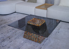 طاولة قهوة زجاجية - قاعدة مربعة - Divano Elite