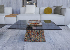 طاولة قهوة زجاجية - قاعدة مربعة - Divano Elite