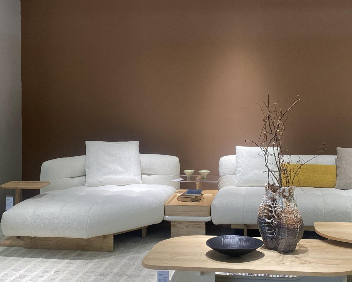 Corner Sofa Set - White & Wooden
