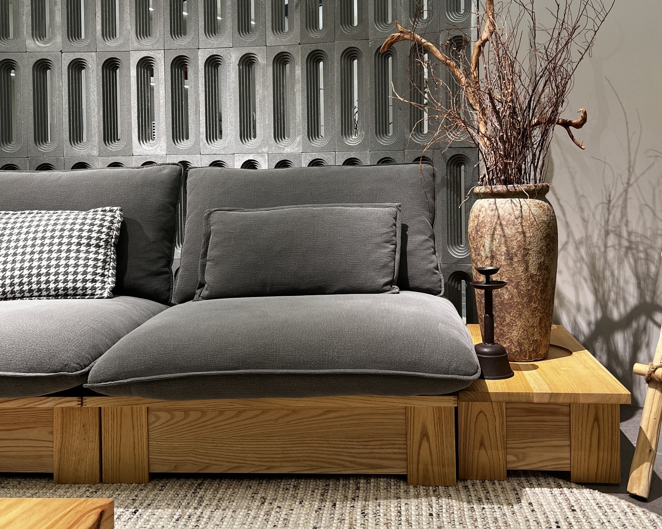 Sofa - Grey & Wooden