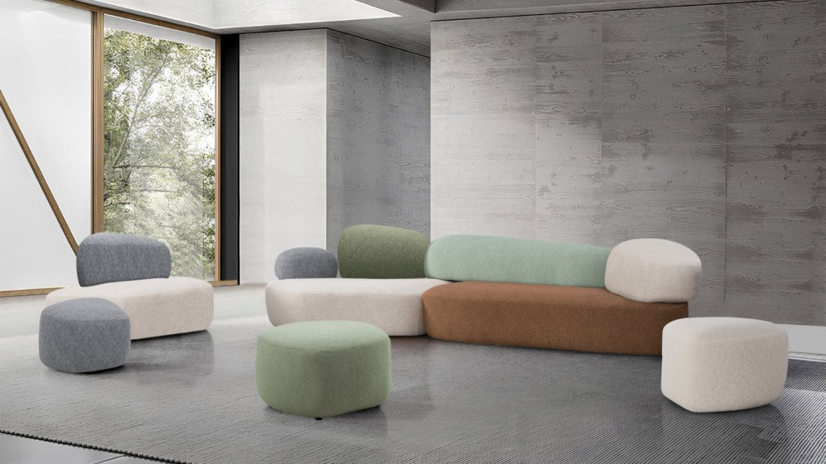 كنب زاوية - مودوڤو - الكريمي و الأخضر - Divano Elite